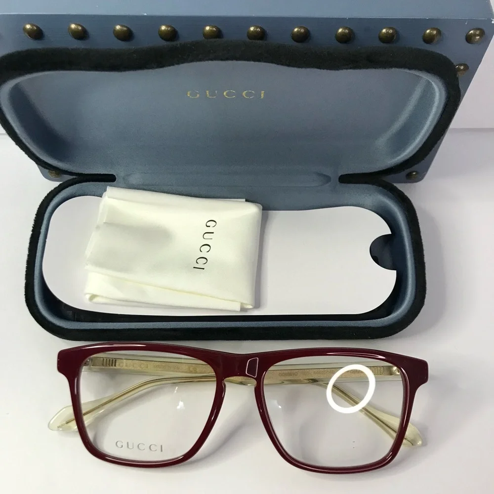 Gucci Men GG0561ON 003 Red CRYSTAL Rectangle/Square Eyeglasses